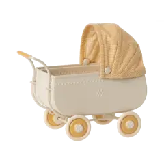 Maileg Micro barnevogn i metal - Gul - Bamser og bløde venner