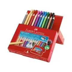 Faber Castell - Jumbo Grip Kombibox - 12 farveblyanter og 10 tusser* - Kreativ leg