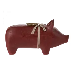 Maileg Trægris m.  lysestage, medium - Rød - Tæpper