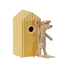 Maileg Storesøster strandmus i strandkabine - 