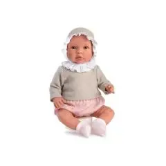 Así Leonora dukke 46 cm - Beige striktrøje og lyserøde mamelukker - 