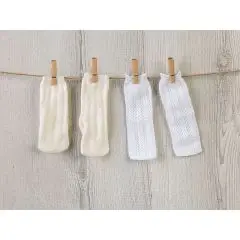 Así Strømper til dukker m. hulmønster - Hvid - 