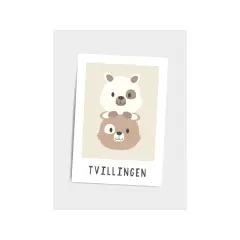 Børneplakat Stjernetegn A5  - Tvillingen - Plakater