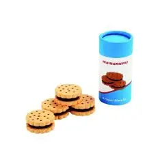 Chokoladekiks i træ 4 stk. i paprør med låg fra MaMaMeMo - Legekøkkener og Legemad