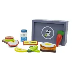 MaMaMeMo Madkasse i træ inkl. legemad - Blomme - 