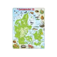 Puslespil Danmarkskort med dyr - 66 brikker, Larsen Puslespil - Julegaver til piger
