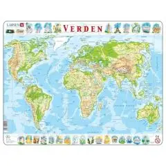 Larsen Puslespil - Verdenskort med 80 brikker - fra 6 år - Puslespil