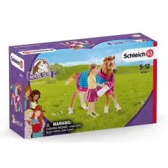 Schleich Føl med dækken inkl. pige - 