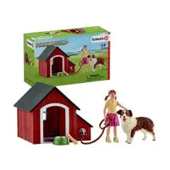Schleich Hundekennel m. pige og tilbehør - Klippe og klistre